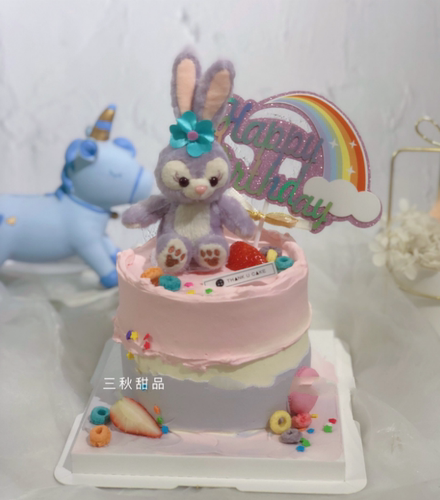 网红紫色兔子黛拉毛绒蛋糕装饰
