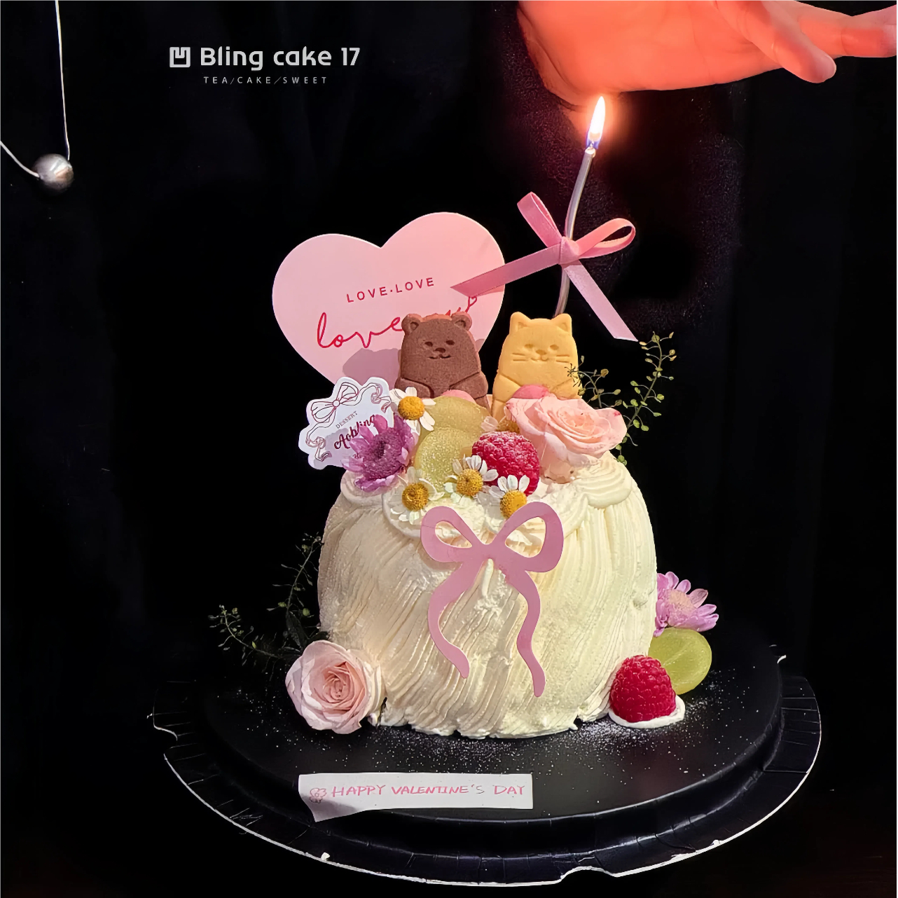 520情人节蛋糕装饰熊兔爱心饼干