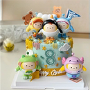 网红盲盒蛋仔派对主题蛋糕装 儿童男孩生日蛋糕 饰烘焙摆件可爱pu款