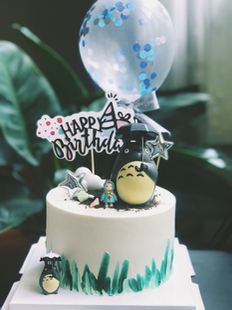 卡通蛋糕装饰摆件龙猫冬装雨衣小梅摆件打伞龙猫公仔手办玩偶摆件