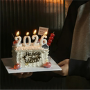 2026跨年金色数字蜡烛蛋糕装 饰插件新年春节浪漫珠光白数字蜡烛