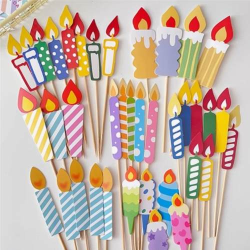 彩色马卡龙生日蜡烛火苗甜品插件