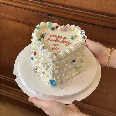 网红彩色炫彩钻石生日蛋糕装饰摆件水晶宝石女神生日派对甜品装扮