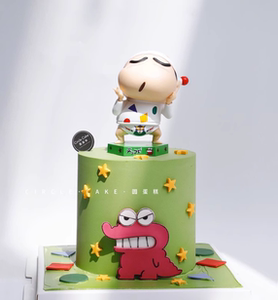 网红蜡笔小新生日蛋糕装饰摆件公仔卡通可爱带帽小新烘焙装扮配件