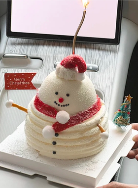 圣诞节可爱围巾雪人蛋糕装饰