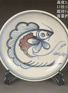 清 康熙年制 小碟盘 古玩古董 手绘仿古瓷器家居中式装饰摆件收藏