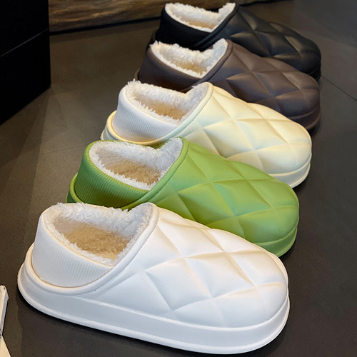 踩屎感棉拖鞋女士室内加绒秋冬季拖鞋男毛绒可爱情侣居家冬天保暖