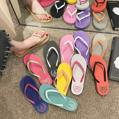 女夏夹脚人字拖可爱韩版沙滩海边