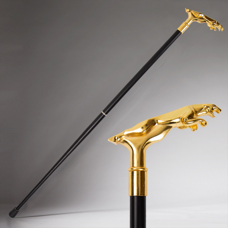 金色豹子手杖追龙同款拐杖豹头绅士杖捷豹手杖cos魔杖影视道具