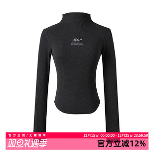 半高领bm风辣妹趣味印花休闲女 打底修身 黑喵像素 斑点狗长袖