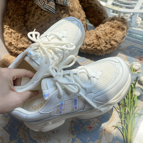 星辰皇冠可爱百搭网面厚底运动鞋