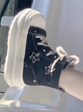 星辰迷宫 厚底布鞋高帮亚文化lolita鞋y2k系增高百搭lo跑