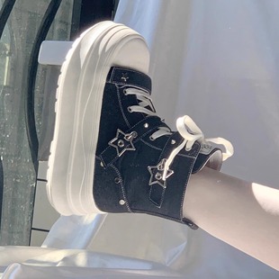 y2k系增高百搭lo跑 高帮亚文化lolita鞋 星辰迷宫 厚底布鞋