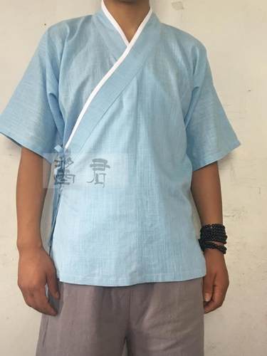 交领半臂短袖亚麻简约日常汉服
