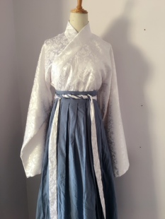 酱君原创汉服交领上襦大袖衫提花棉白色宽松婚服男女同款春秋现货
