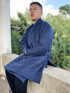原创汉男装交领直裰棉衣夹棉中衣袄加厚款冬季棉服日常大码可定制