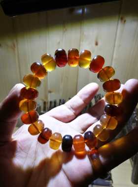 天然缅甸琥珀毫米车轮珠手串