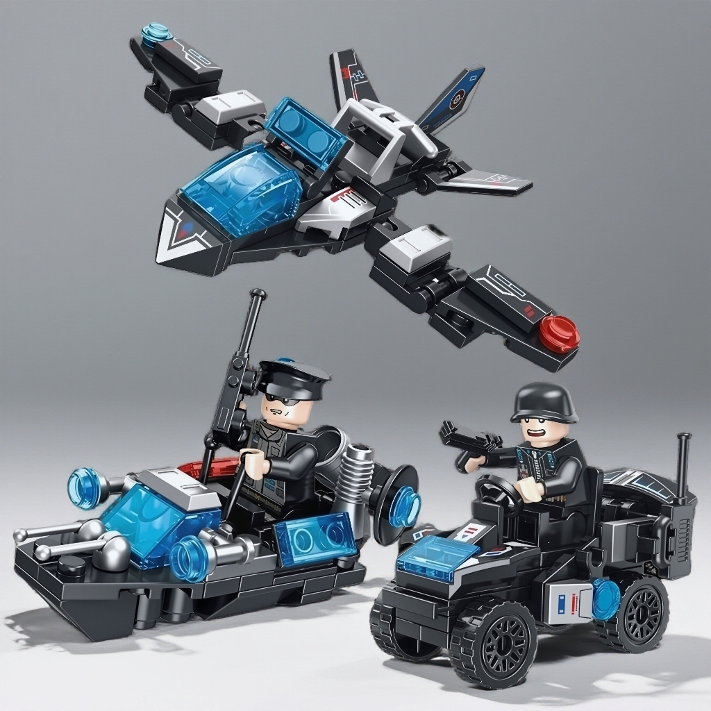 儿童益智拼装模型玩具男孩子工程车吊车挖掘机钻地机拼图组装飞机