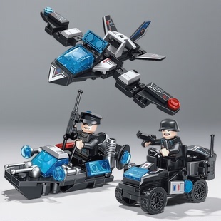 儿童益智拼装模型玩具男孩子工程车吊车挖掘机钻地机拼图组装飞机