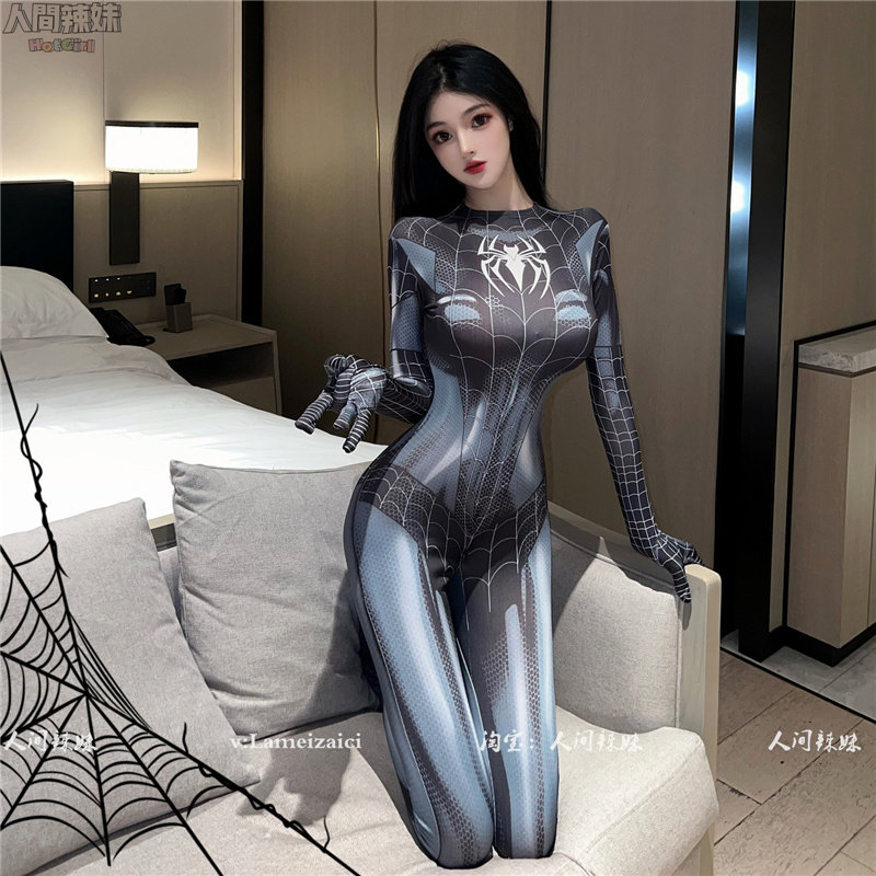 蜘蛛侠变身~动漫威火箭少女制服连体衣紧身衣主播女装