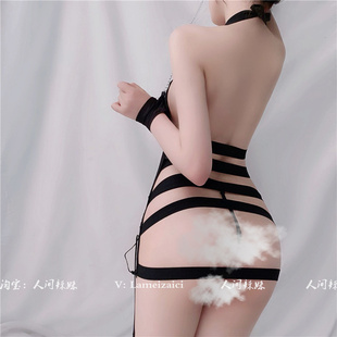 这谁受得了!情趣捆绑透视睡裙性感睡衣内衣牵引绳调教道具连衣裙