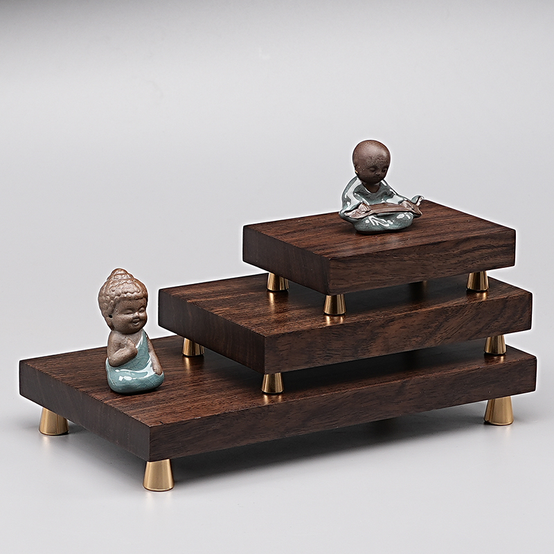 半手工财神加高石头新中式黑檀木