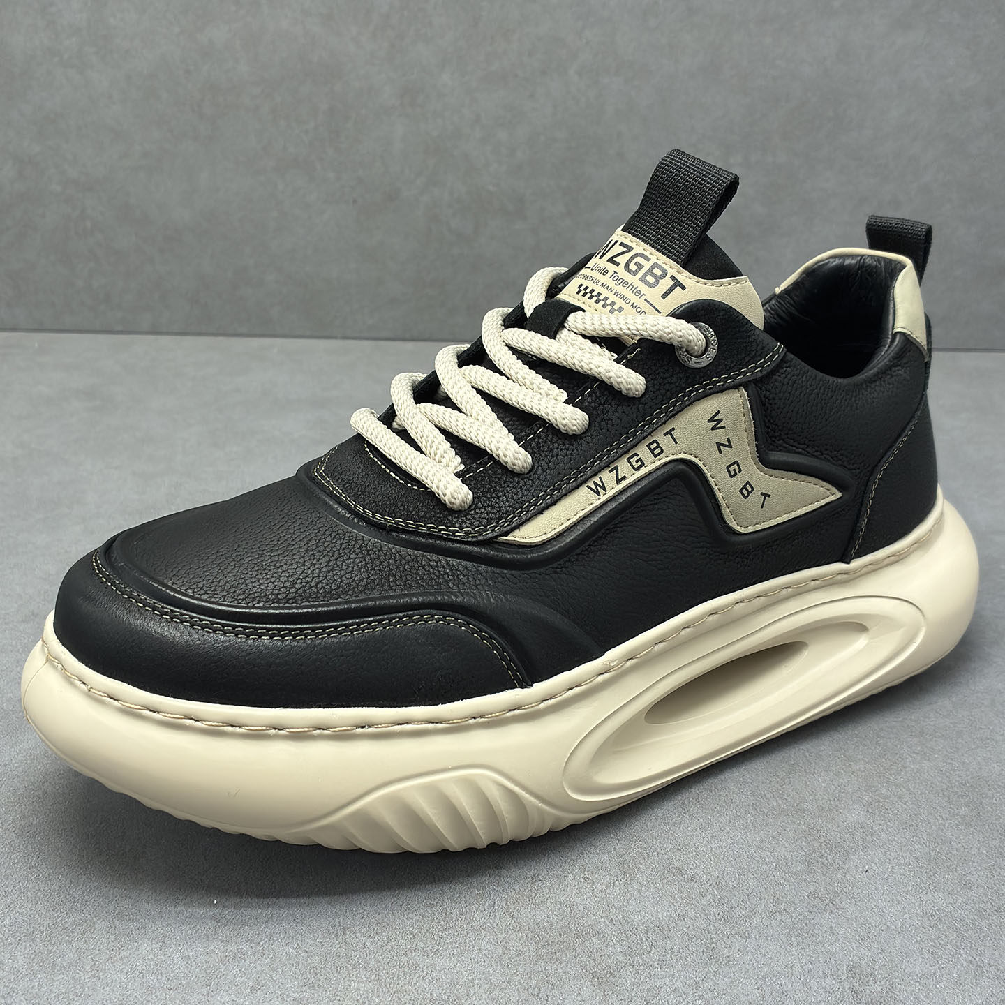 男冬季厚底运动休闲鞋透气系带老爹鞋潮鞋头层牛皮轻便休闲潮皮鞋,流行男鞋,时尚休闲鞋,淘宝优惠券,粉丝福利购,淘宝优惠卷