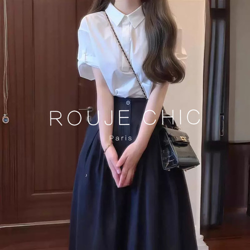 法国学院风衬衣半身裙两件套女夏