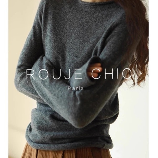 法国卷边修身显瘦针织衫女秋冬季