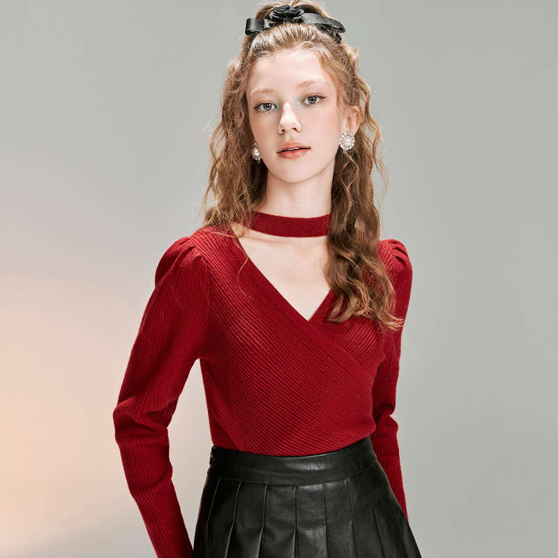 显瘦针织衫围脖羊毛打底衫上衣