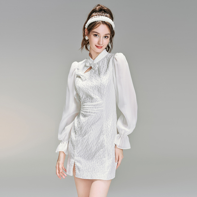 新中式国风提花改良旗袍连衣裙