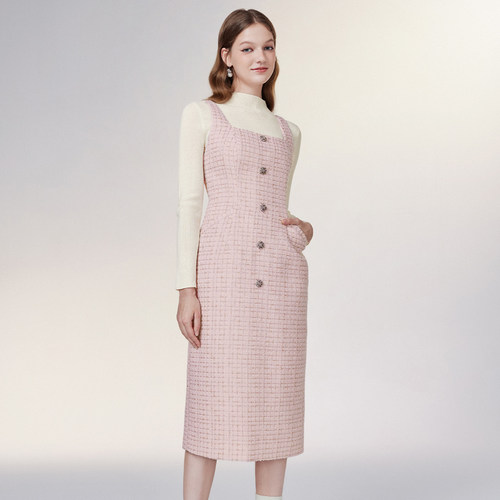 粗花呢小香风吊带连衣裙