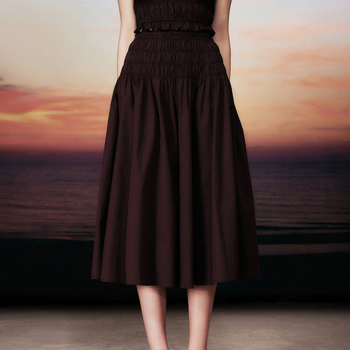 中长款半身裙橡筋高腰显瘦A字裙