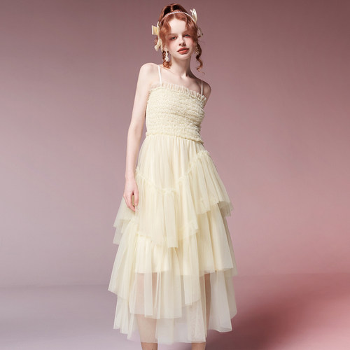 糖力梦幻仙气网纱吊带连衣裙