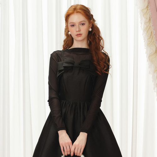 糖力长袖轻薄款网纱打底衫上衣女