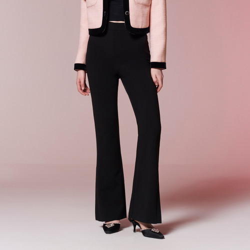 糖力高腰显瘦开叉微喇休闲裤