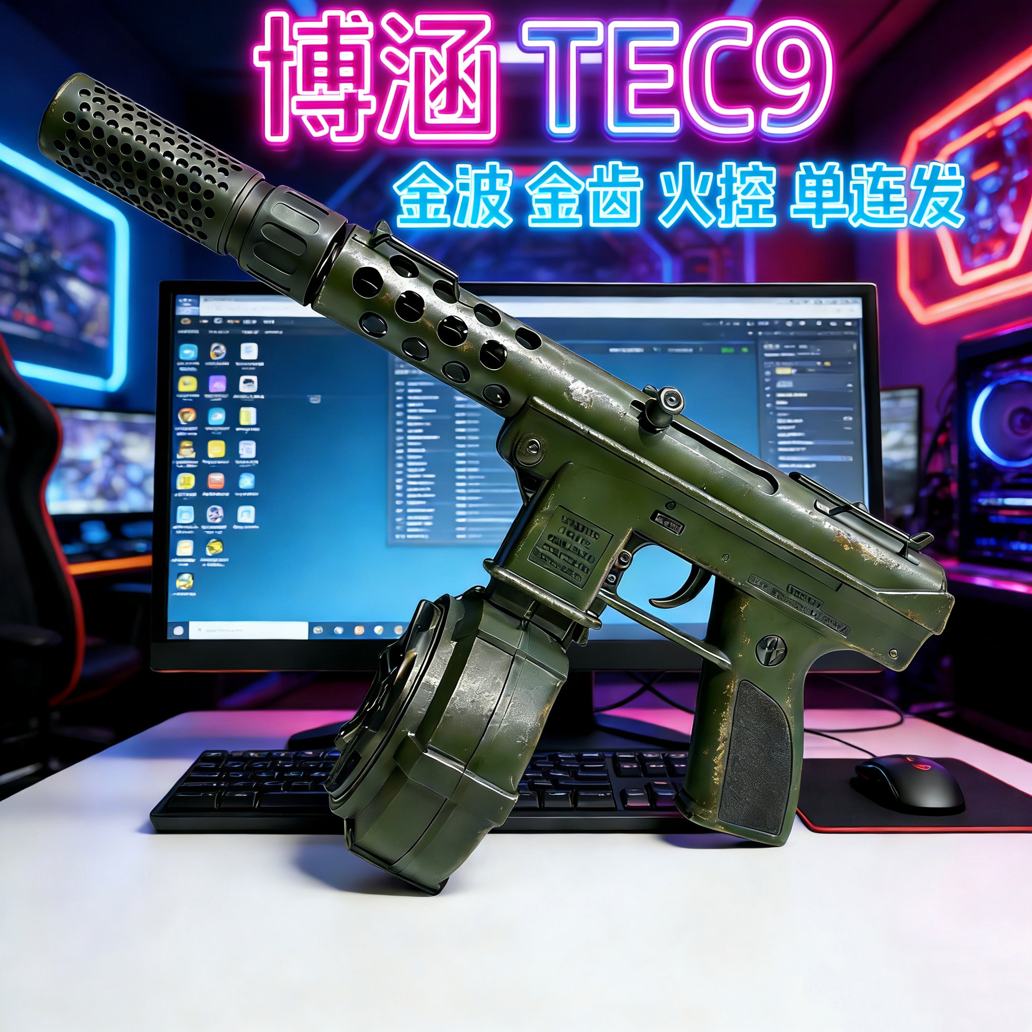 博涵tec9火控金波吃鸡电动连发玩具枪成人金属m416冲锋发射器模型图片
