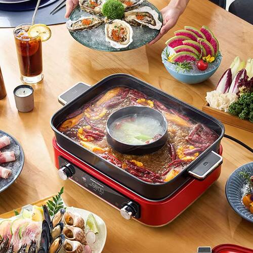 摩飞四代多功能料理锅烤肉锅电蒸锅围炉煮茶器涮烤蒸一体锅MR9288