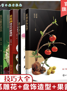 正版 创意盘饰5册 新潮盘饰造型 西瓜雕花技法 果酱画技法全解教程 果酱画技法与素材大全 食品雕刻果蔬雕刻入门图书籍 饭店创意菜