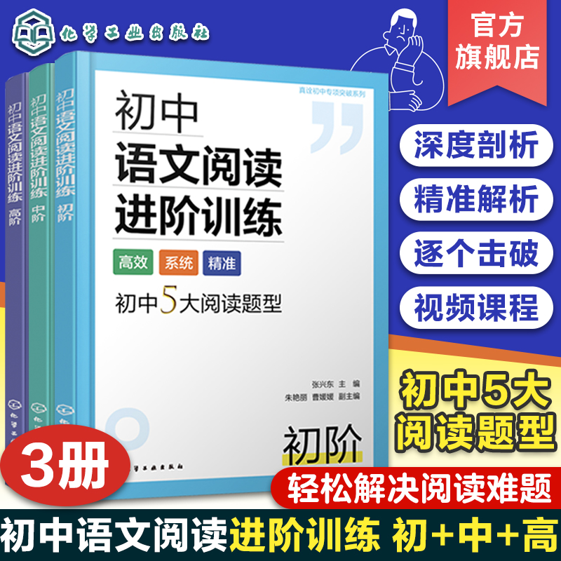 3册 初中语文阅读进阶训练初阶+中阶+高阶 初中语文答题公式解题思路梳理 初中语文阅读核心考题解读系统性训练初中语文分阶训练册