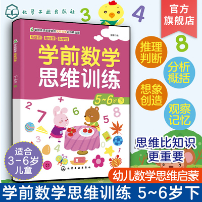 学前数学思维训练 5-6岁 下 学前数学 思维训练 全脑开发 儿童培养 理性数学思维 活跃思维开发智力 启蒙认知 智力开发 左右脑训练