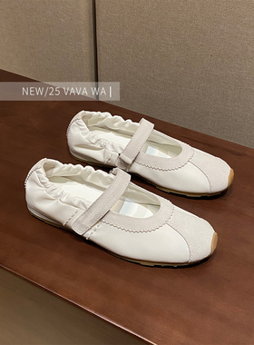 【VAVA WA】渠道顶板！软乎~玛丽珍鞋女一字带魔术贴芭蕾舞鞋绸缎