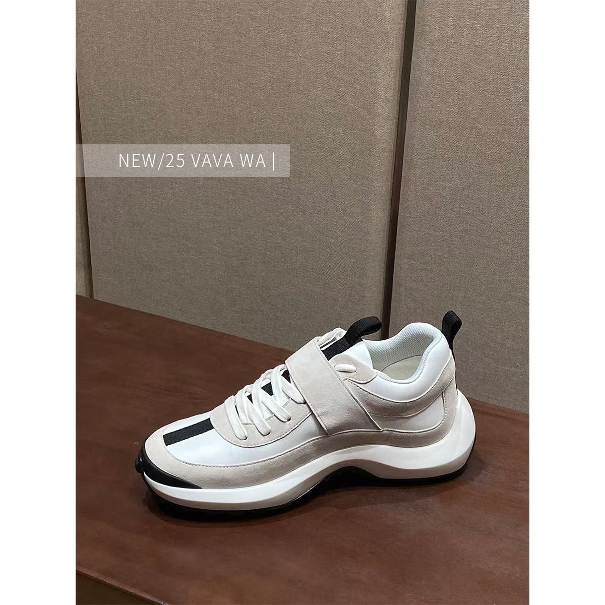 【VAVA WA】顶板无疑！运动鞋女魔术贴系带厚底休闲鞋麂皮面拼色