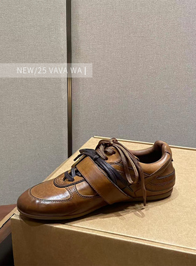 【VAVA WA】顶板！德训鞋女25新款绑带方扣休闲鞋复古做旧单鞋