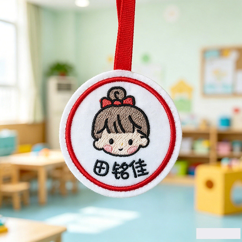 名字贴幼儿园书包挂牌刺绣缝制款需要姓名贴布艺挂件入园准备之满