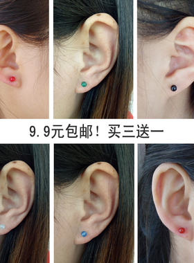 纯银线朱砂防过敏欧美风新品耳钉