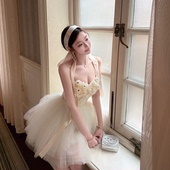 LIN 飘带 重工网纱拼接礼服裙连衣裙女 BOUTIQUE 天鹅圆舞曲