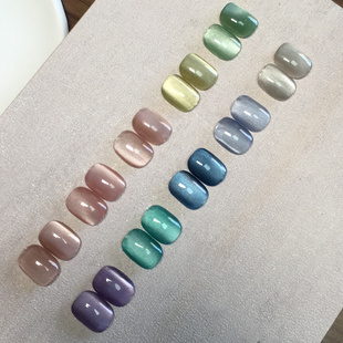 春日玻璃珠绸缎猫眼甲油胶美甲店用紫色海盐清透美甲细粉爆闪猫眼