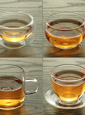 品茶杯 手工耐热玻璃把杯 品茗杯闻香杯双层杯小杯子 功夫小茶杯