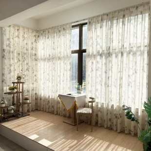 尾货清仓中式亚麻窗纱竹韵竹子中古风窗帘纱帘客厅书房透光不透人